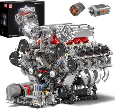 Mould King 10219  The Motorized F488 Supercar V8 Engine Building Block