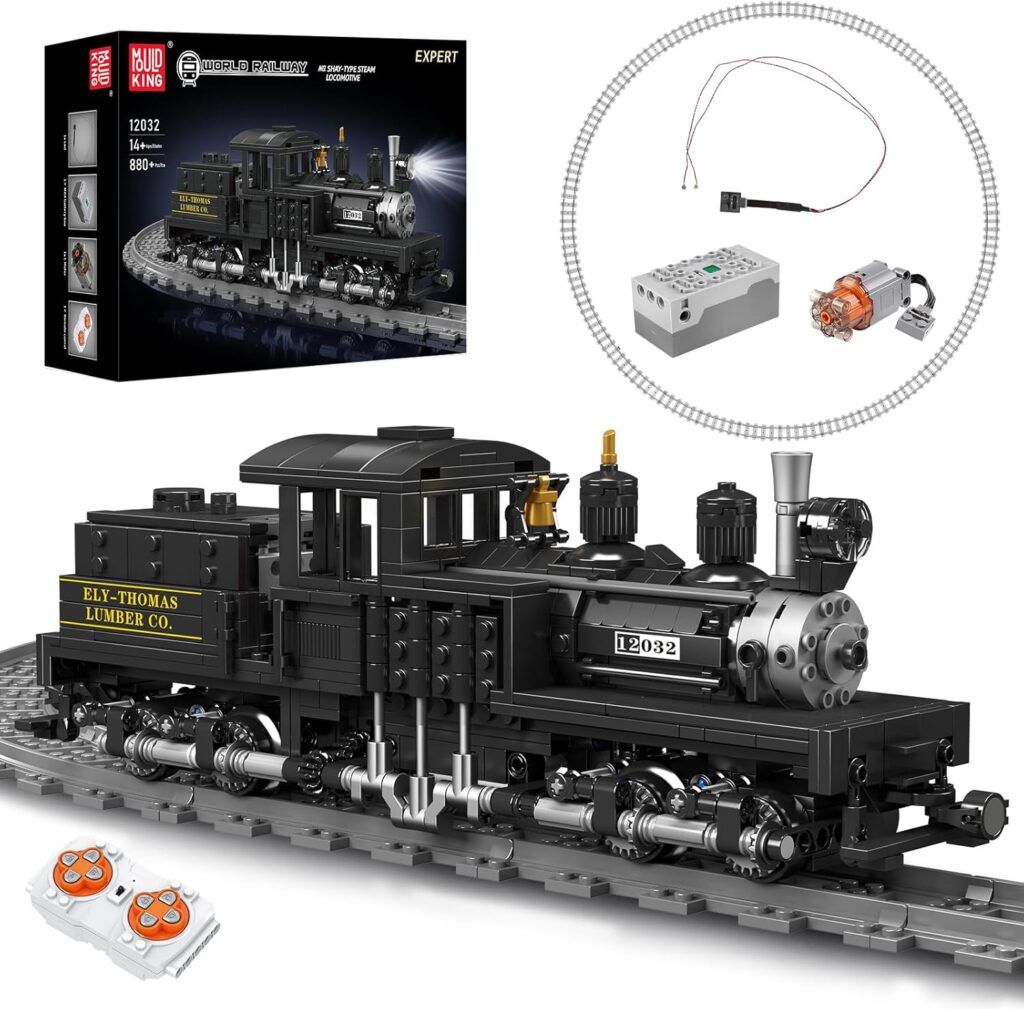 MOULD KING 12032 SHAY-Type Steam Locomotive Model Remote Control Trail Building Blocks