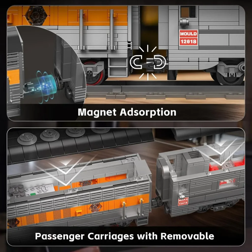 MOULD KING 12018 USA EMD F7 WP Diesel Locomotive Remote Controlled Building Blocks - Image 4