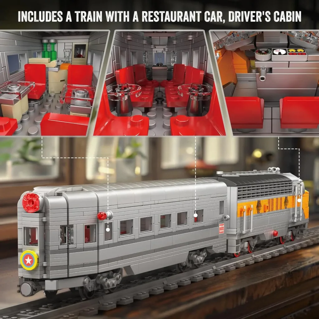 MOULD KING 12018 USA EMD F7 WP Diesel Locomotive Remote Controlled Building Blocks - Image 5
